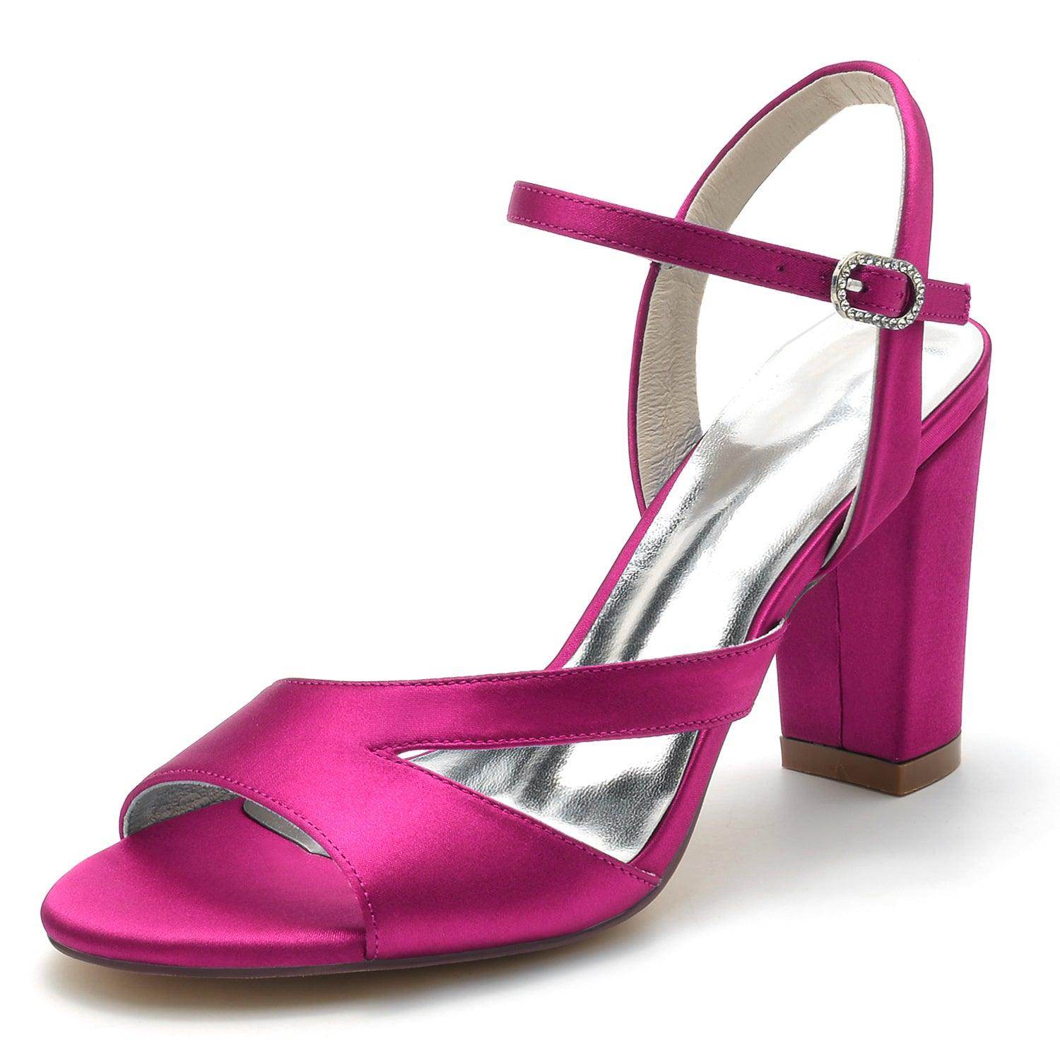 Chunky Heel 8.5cm Silk-Like Shoes CK0295 - COCOMELODY